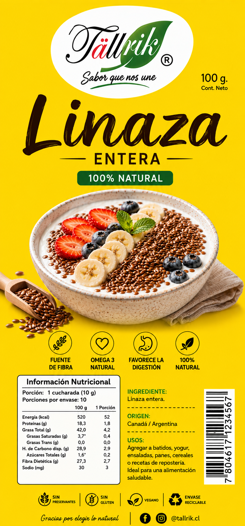Etiqueta de Linaza Tallrik